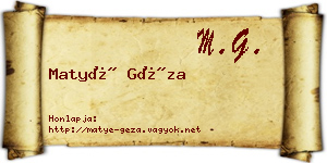 Matyé Géza névjegykártya